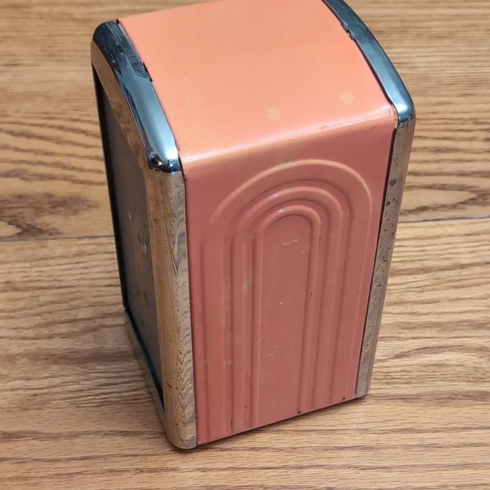 The Homer Laughlin China Co. Fiestaware Napkin Dispenser Peach Metal 1980s